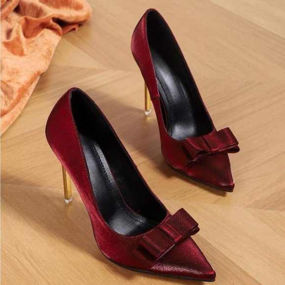 High Heel Pumps Pointed Toe Bow - Picture 3 of 4